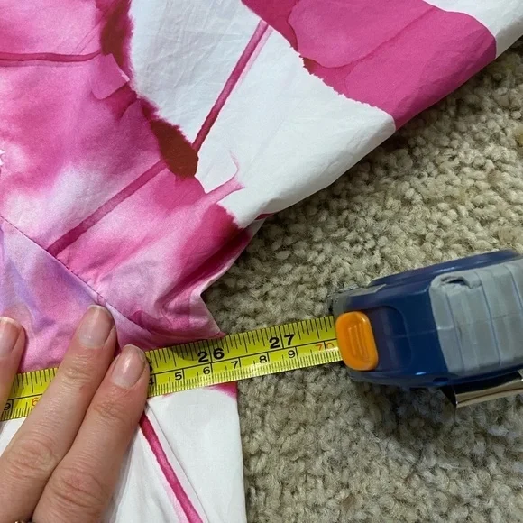 COS Women’s Puff Sleeve Printed Dress Pink Size 10 Barbiecore Flowy Shirt Dress - Picture 5 of 8